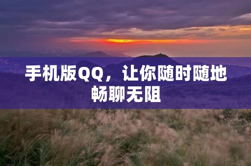 手机版QQ，让你随时随地畅聊无阻