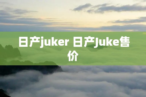 日产juker 日产Juke售价