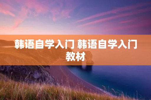 韩语自学入门 韩语自学入门教材
