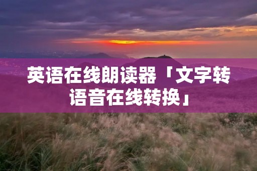 英语在线朗读器「文字转语音在线转换」