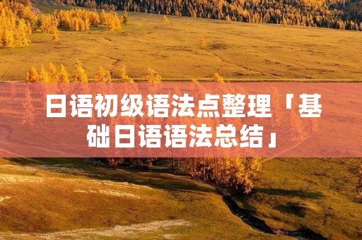 日语初级语法点整理「基础日语语法总结」 日语初级语法点整理「基础日语语法总结」