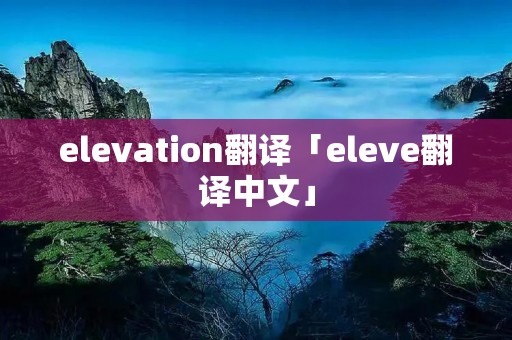 elevation翻译「eleve翻译中文」