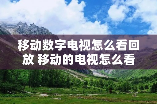 移动数字电视怎么看回放 移动的电视怎么看回看 移动数字电视怎么看回放 移动的电视怎么看回看