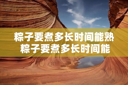 粽子要煮多长时间能熟 粽子要煮多长时间能熟用高压锅?