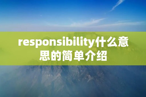 responsibility什么意思的简单介绍
