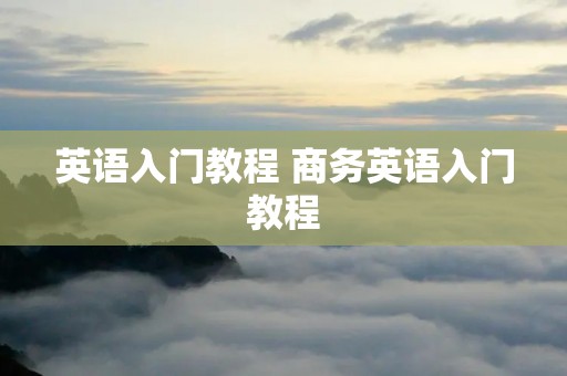 英语入门教程 商务英语入门教程