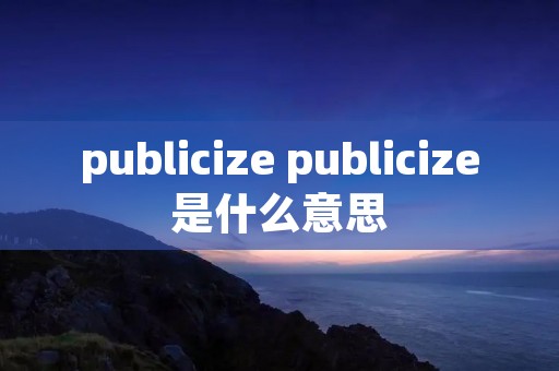 publicize publicize是什么意思