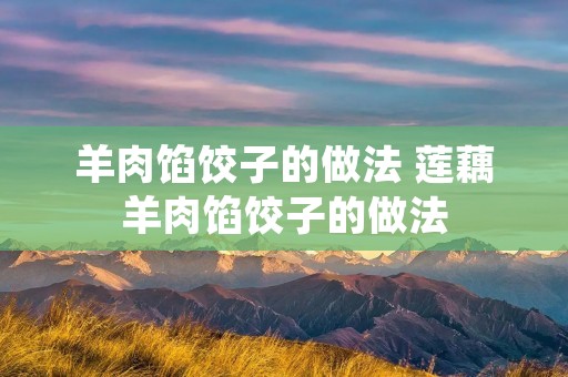 羊肉馅饺子的做法 莲藕羊肉馅饺子的做法