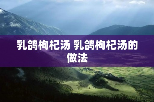 乳鸽枸杞汤 乳鸽枸杞汤的做法