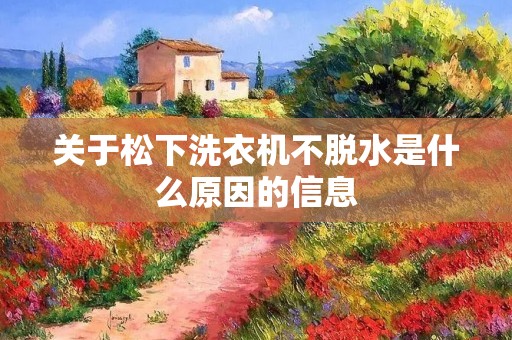 关于松下洗衣机不脱水是什么原因的信息 关于松下洗衣机不脱水是什么原因的信息