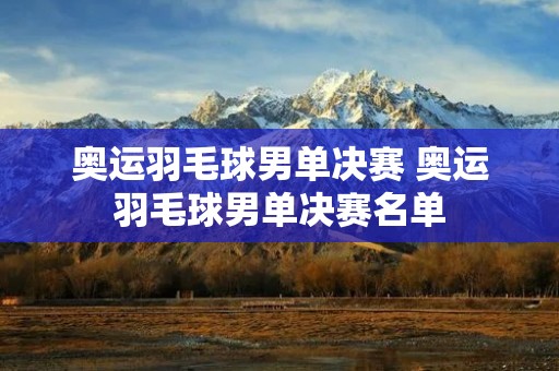 奥运羽毛球男单决赛 奥运羽毛球男单决赛名单 奥运羽毛球男单决赛 奥运羽毛球男单决赛名单