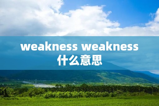weakness weakness什么意思