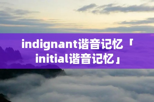 indignant谐音记忆「initial谐音记忆」