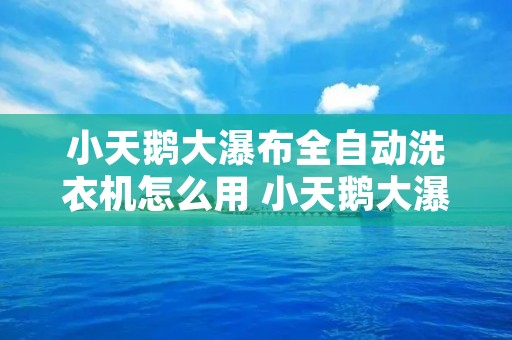 小天鹅大瀑布全自动洗衣机怎么用 小天鹅大瀑布滚筒洗衣机怎么用