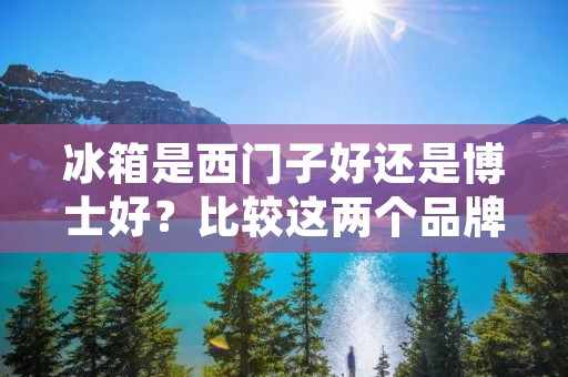 冰箱是西门子好还是博士好?比较这两个品牌的冰箱质量、功能、设计和价格等方面,可以得出一个更具参考价值的结论。