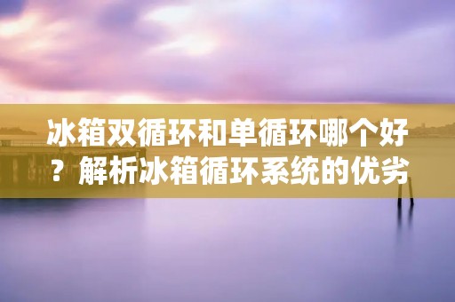 冰箱双循环和单循环哪个好?解析冰箱循环系统的优劣 冰箱双循环和单循环哪个好?解析冰箱循环系统的优劣