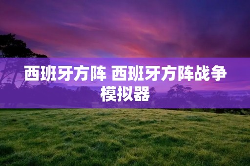 西班牙方阵 西班牙方阵战争模拟器