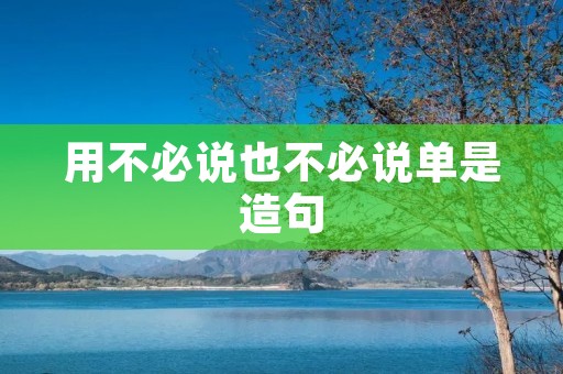 用不必说也不必说单是造句:探究句子结构与语义的奥秘