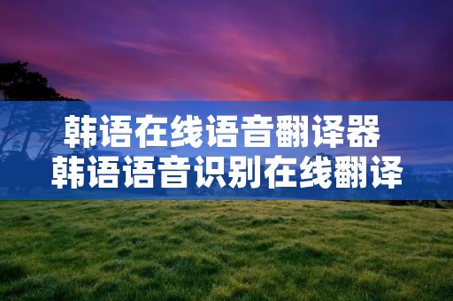 韩语在线语音翻译器 韩语语音识别在线翻译