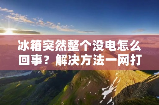 冰箱突然整个没电怎么回事?解决方法一网打尽! 冰箱突然整个没电怎么回事?解决方法一网打尽!