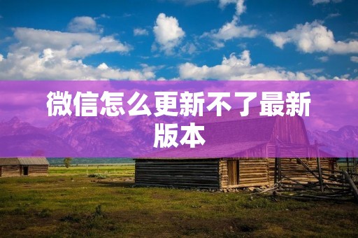 微信怎么更新不了最新版本