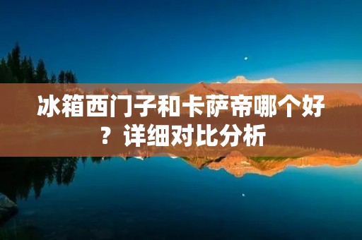 冰箱西门子和卡萨帝哪个好？详细对比分析