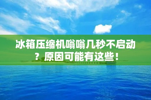 冰箱压缩机嗡嗡几秒不启动？原因可能有这些！