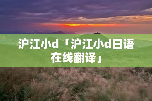 沪江小d「沪江小d日语在线翻译」