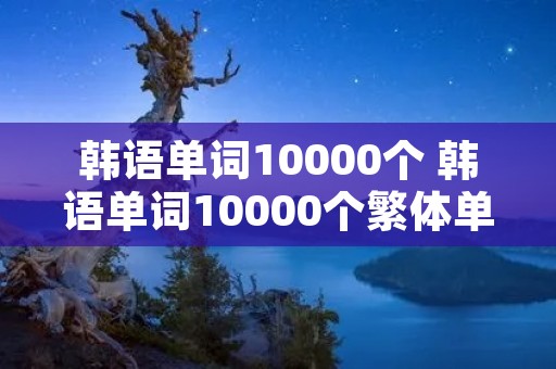 韩语单词10000个 韩语单词10000个繁体单字 韩语单词10000个 韩语单词10000个繁体单字