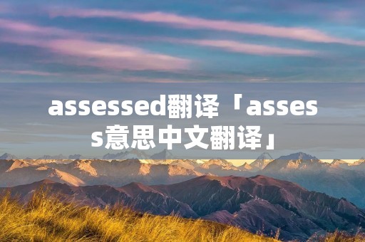 assessed翻译「assess意思中文翻译」