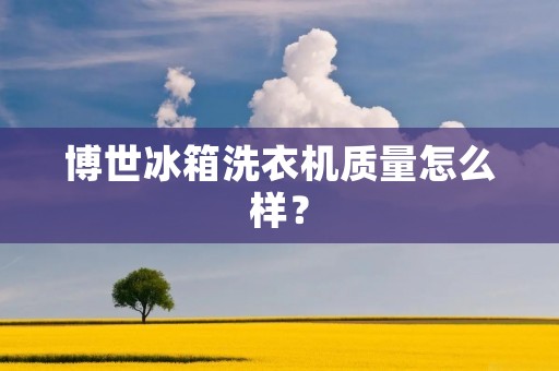 博世冰箱洗衣机质量怎么样？
