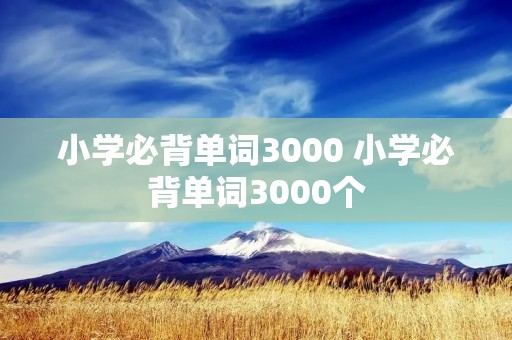 小学必背单词3000 小学必背单词3000个