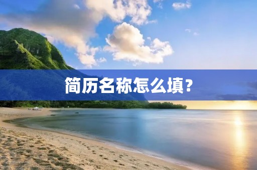 简历名称怎么填?