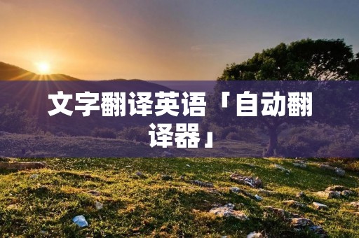 文字翻译英语「自动翻译器」 文字翻译英语「自动翻译器」