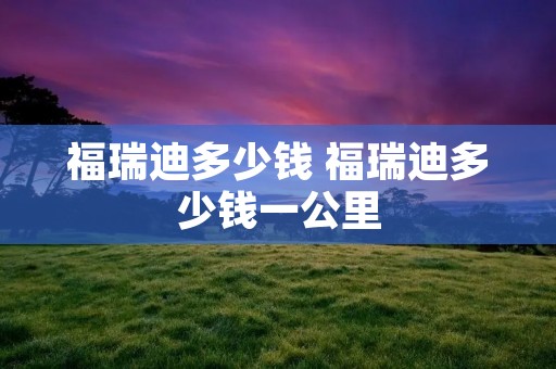 福瑞迪多少钱 福瑞迪多少钱一公里