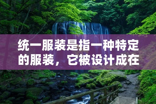 统一服装是指一种特定的服装,它被设计成在特定的场合或特定的行业中穿着。这种服装通常具有特定的颜色、样式和标识,以区分不同的组织、职业或角色。统一服装的目的是为了提供一种统一的形象,增强团队合作和身份认同感。