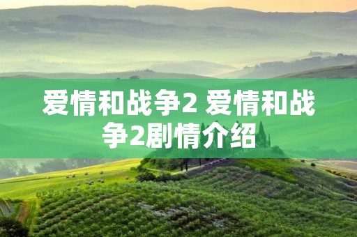 爱情和战争2 爱情和战争2剧情介绍 爱情和战争2 爱情和战争2剧情介绍