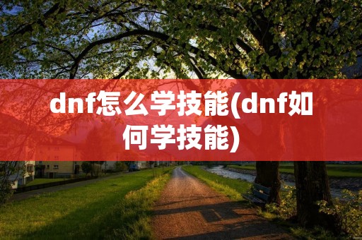 dnf怎么学技能(dnf如何学技能)