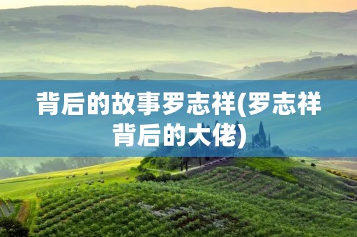背后的故事罗志祥(罗志祥背后的大佬)