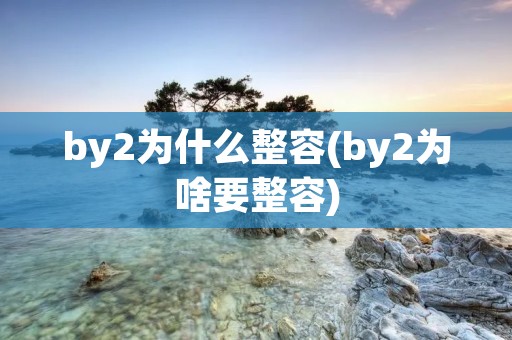 by2为什么整容(by2为啥要整容)