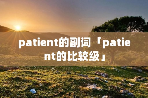 patient的副词「patient的比较级」