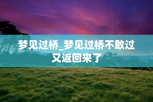 梦见过桥_梦见过桥不敢过又返回来了