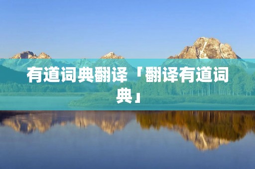 有道词典翻译「翻译有道词典」