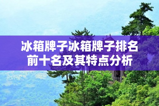 冰箱牌子冰箱牌子排名前十名及其特点分析
