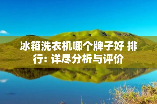 冰箱洗衣机哪个牌子好 排行: 详尽分析与评价 冰箱洗衣机哪个牌子好 排行: 详尽分析与评价