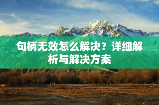 句柄无效怎么解决?详细解析与解决方案 句柄无效怎么解决?详细解析与解决方案