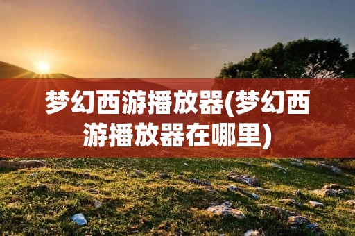 梦幻西游播放器(梦幻西游播放器在哪里)