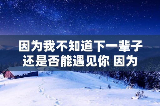 因为我不知道下一辈子还是否能遇见你 因为我不知道下一辈子还是否能遇见你歌词是什么意思