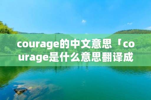 courage的中文意思「courage是什么意思翻译成中文」
