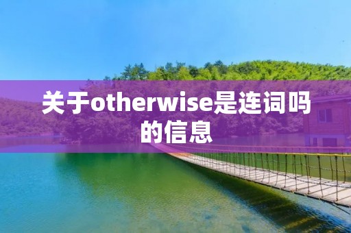 关于otherwise是连词吗的信息